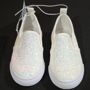 Glittery White Kids Sneakers